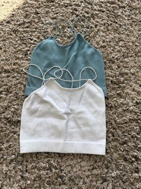Zenana Outfitters Double-Pack Ribbed Camisoles - White & Dusty Teal